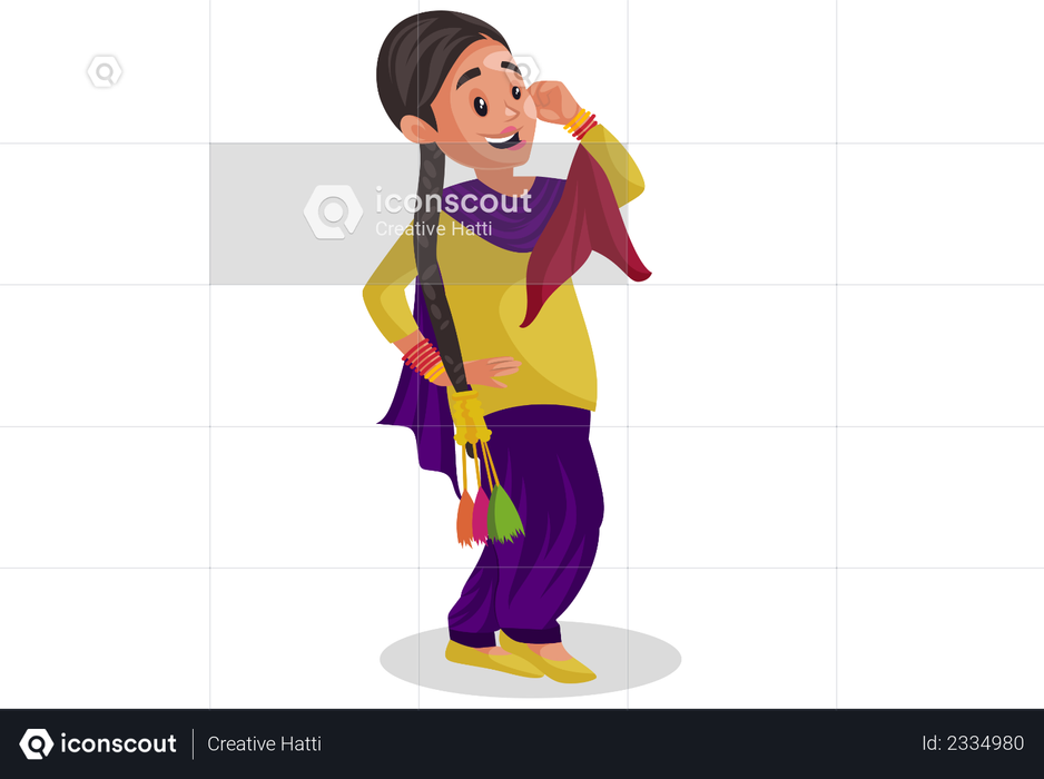 Punjabi woman dancing Illustration