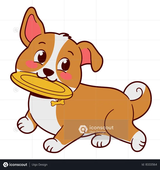Puppy Catching A Toy  Illustration