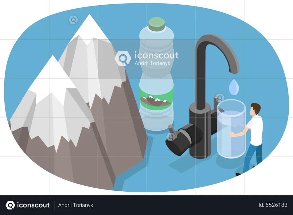 Fresh mineral water from mountain  Illustration