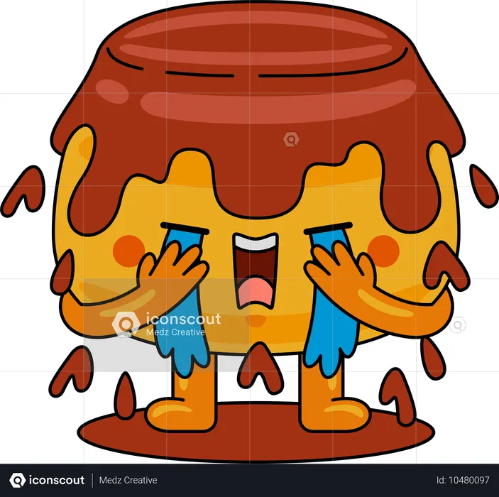 Purin Mascot Character crying  Illustration