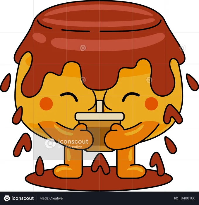 Purin-Maskottchen-Charakter, der Saft trinkt  Illustration