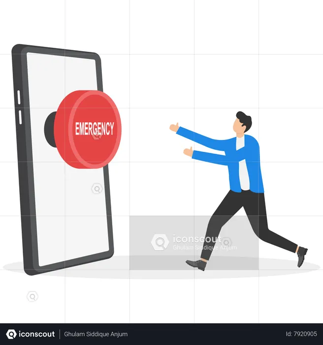 Push Red Emergency Button  Illustration
