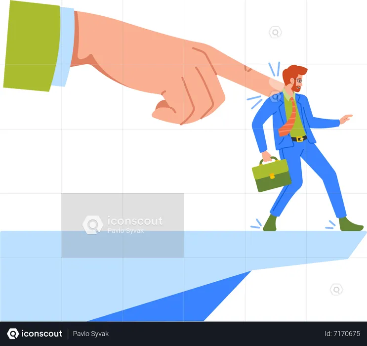 Pushing Employee Off A Cliff  Illustration