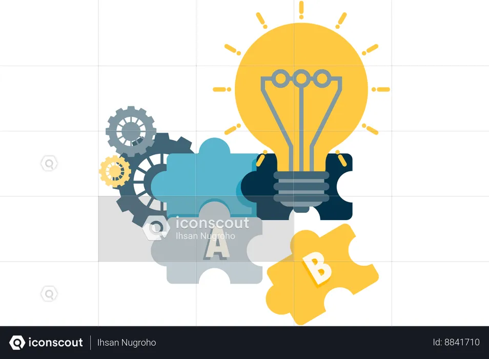 Puzzle arrangement and lights  Illustration