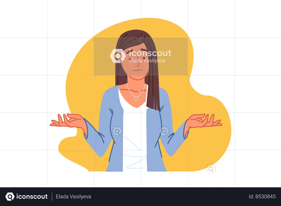 Puzzled young woman shrugging shoulders  Illustration