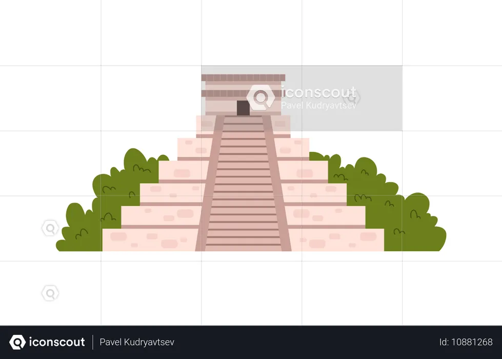 Bâtiment historique de la pyramide maya  Illustration