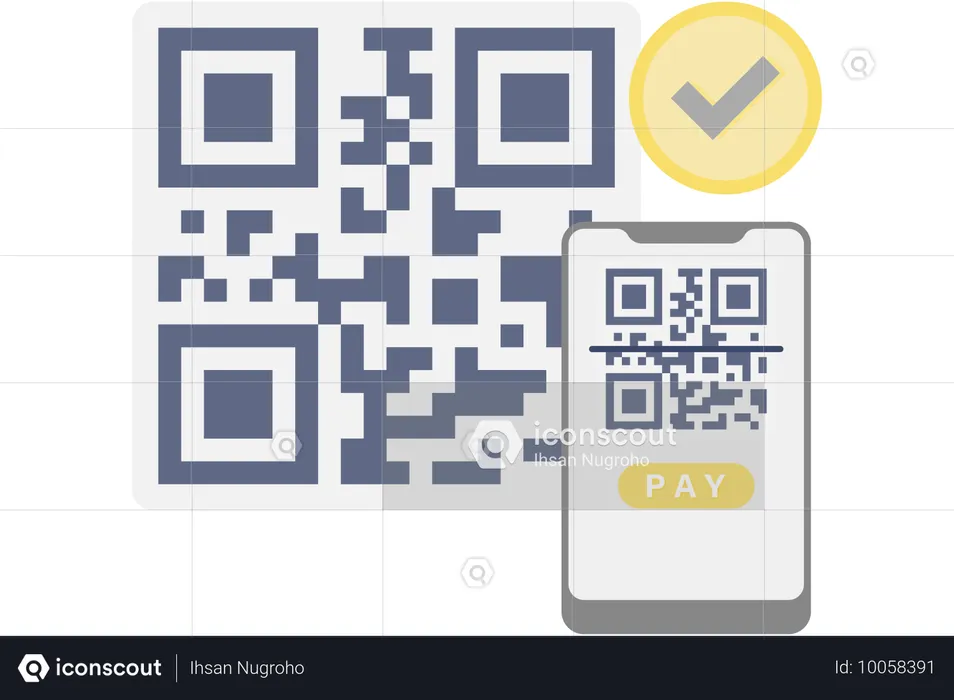 Pagamento por código QR  Ilustração