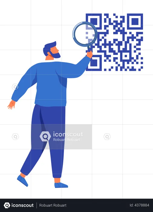 QR code scanning by man  Illustration
