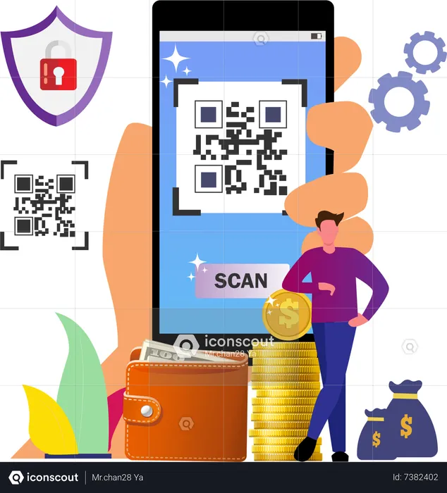 QR Code scanning using smartphone  Illustration