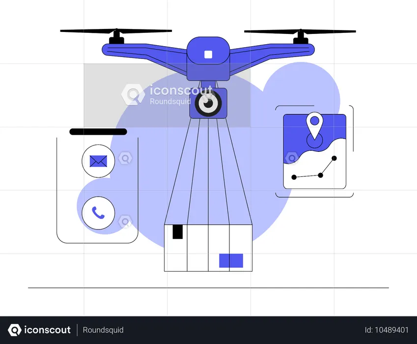 Quadcopter effectuant une livraison express  Illustration