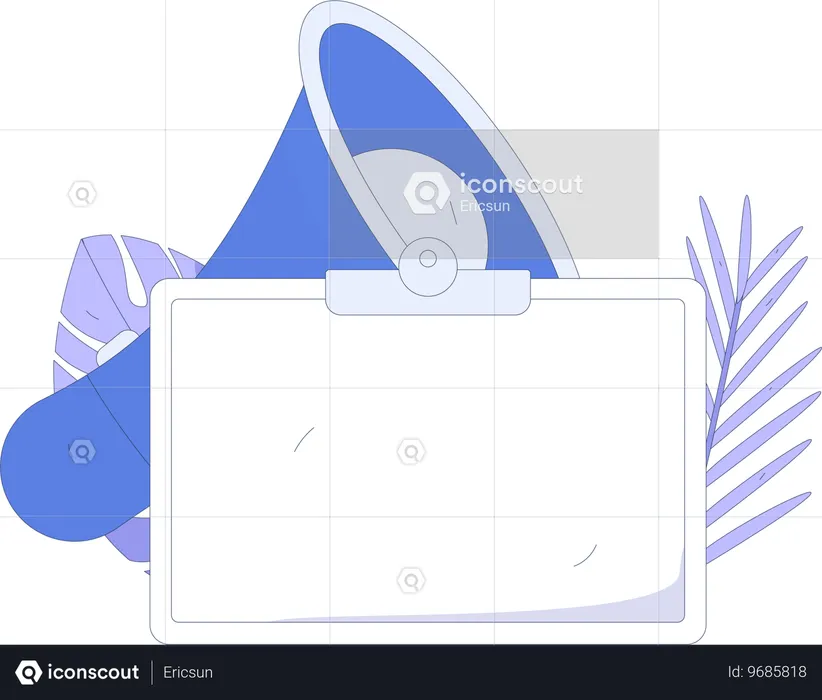 Quadro de marketing com megafone  Ilustração