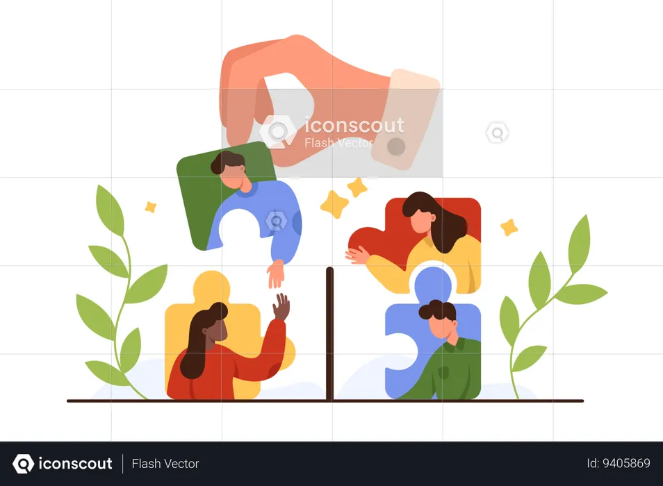 Qualified employees search for effective teamwork  Illustration