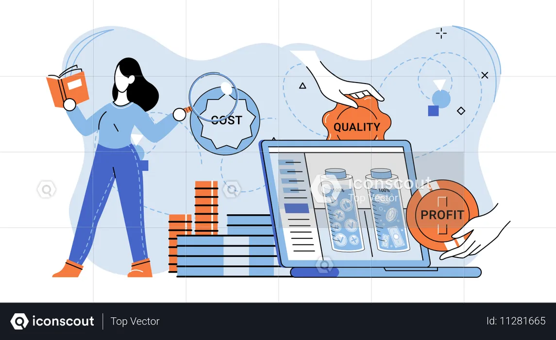 Qualität und Rentabilität zu geringeren Kosten  Illustration