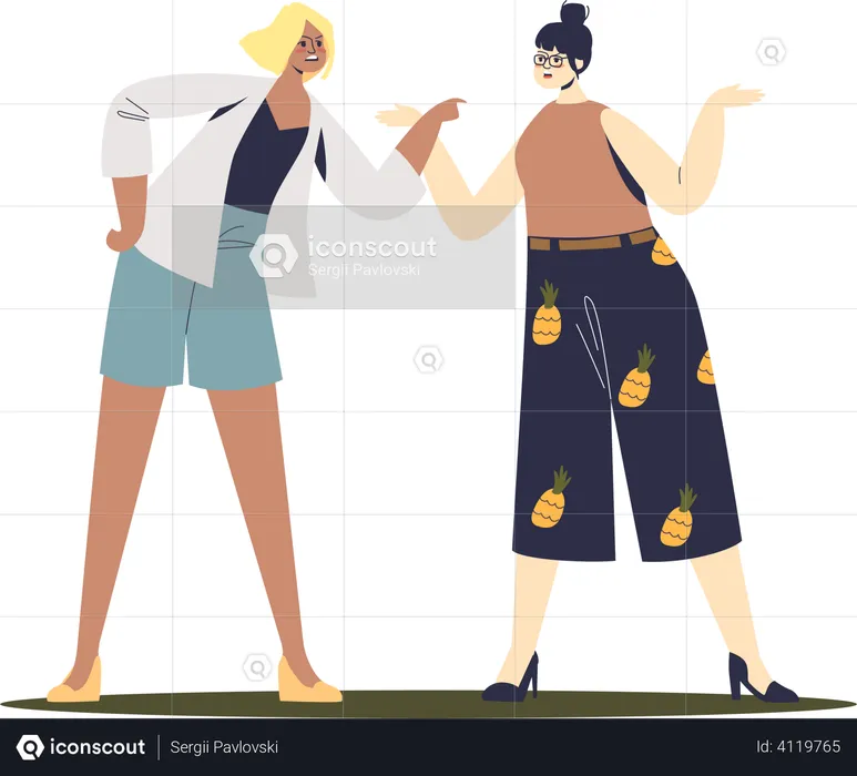 Quarrel between two women  Illustration