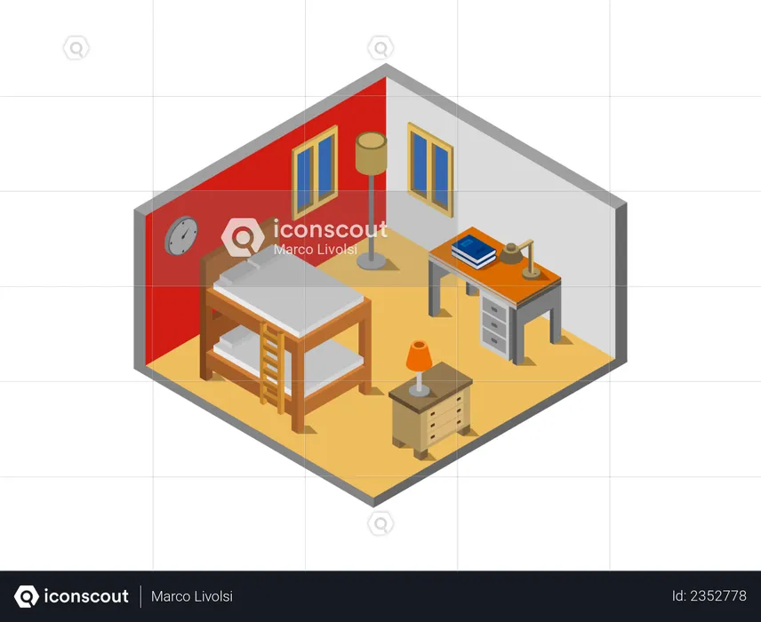 Quarto de albergue  Ilustração