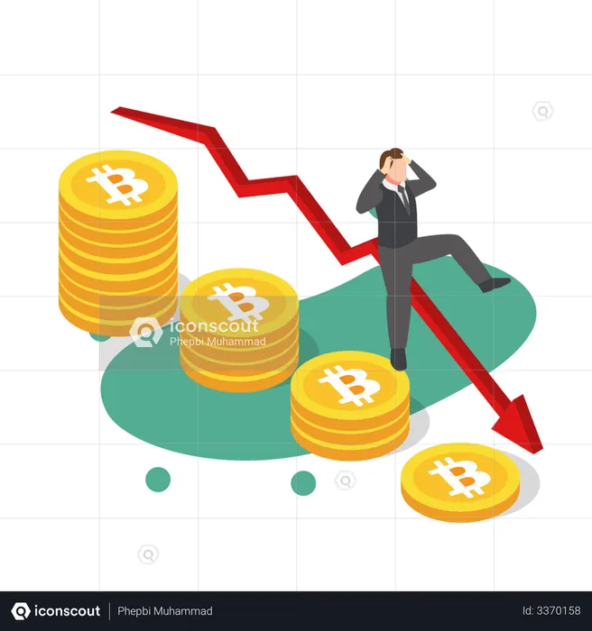 Queda no preço do bitcoin  Ilustração