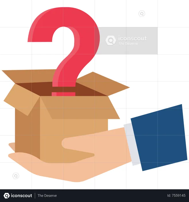 Question mark come out from box  Illustration