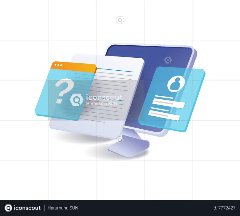 Question mark on a web application design concept  Illustration