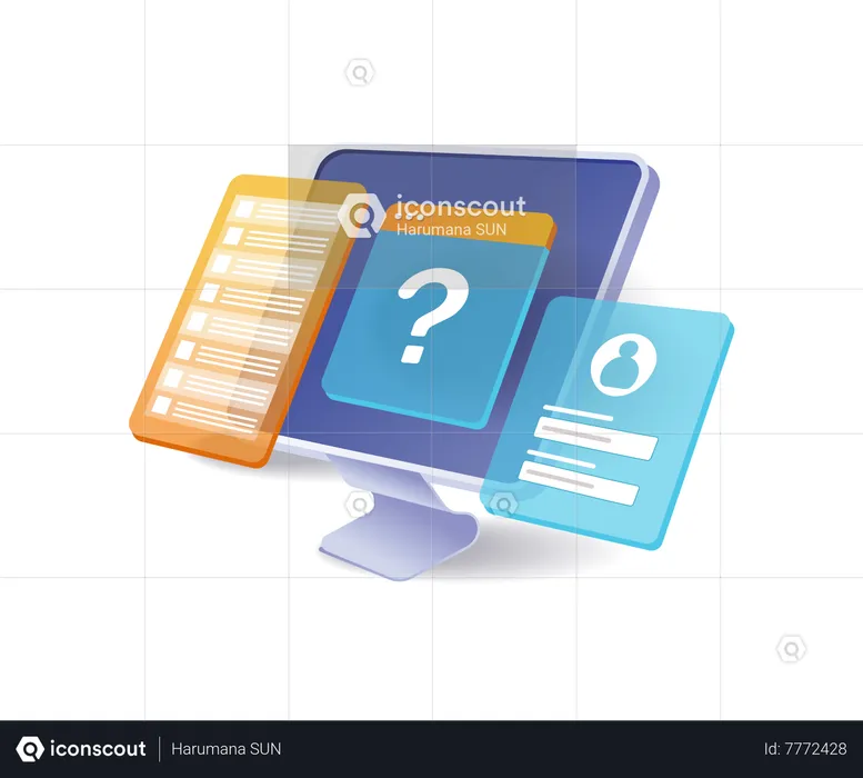 Question mark on computer monitor  Illustration