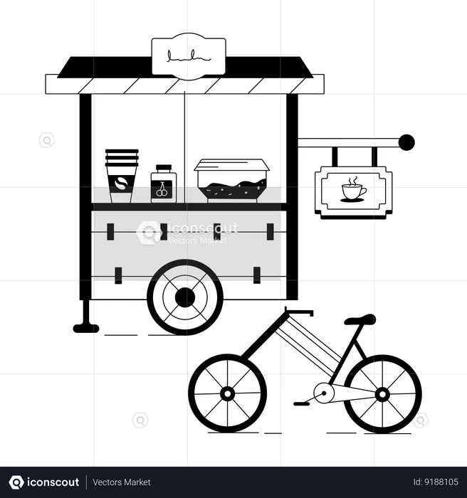 Quiosco de cafe  Ilustración