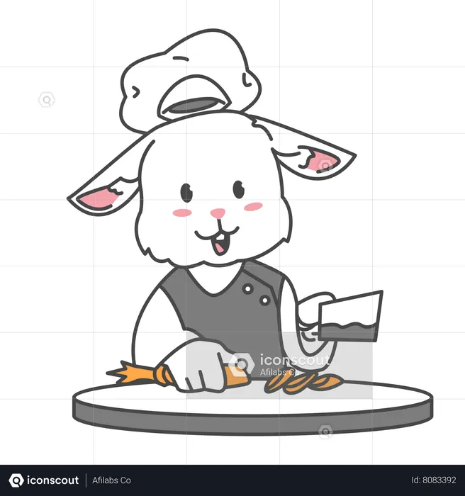 Rabbit Chopping carrots  Illustration