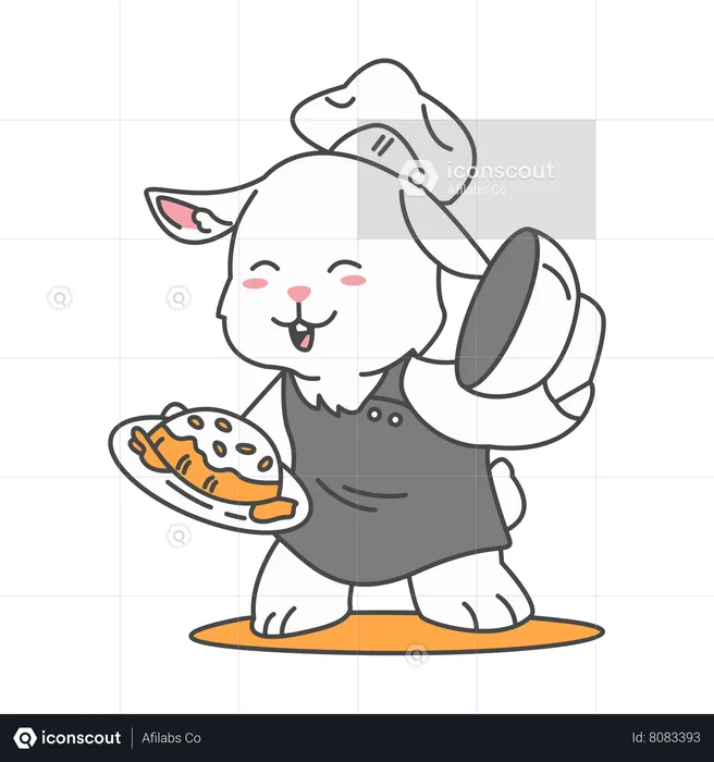 Rabbit Cooking bread  Illustration