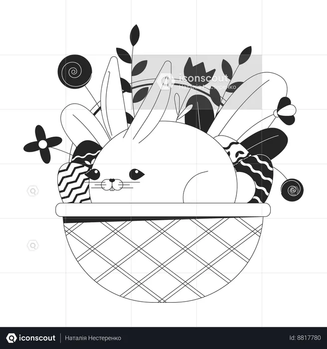 Rabbit Easter basket  Illustration