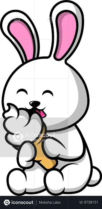 Rabbit Eating Ice Cream  Illustration