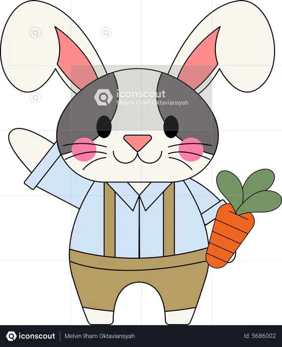Rabbit holding carrot  Illustration