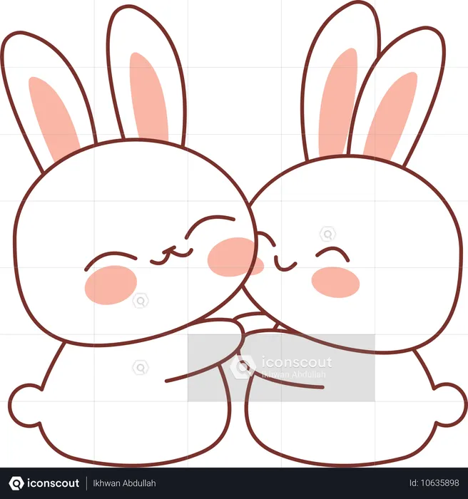 Rabbit Hugging While Smiling  Illustration