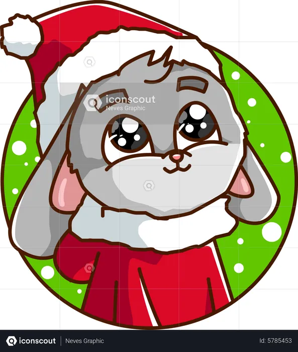 Rabbit wearing a Christmas costume  Illustration