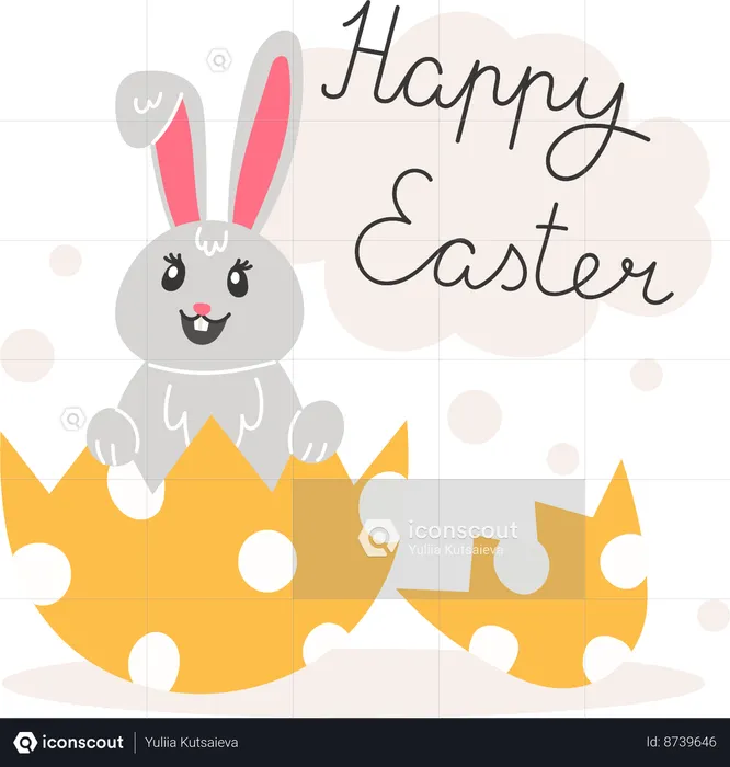 Rabbit With Decorative Egg  Illustration