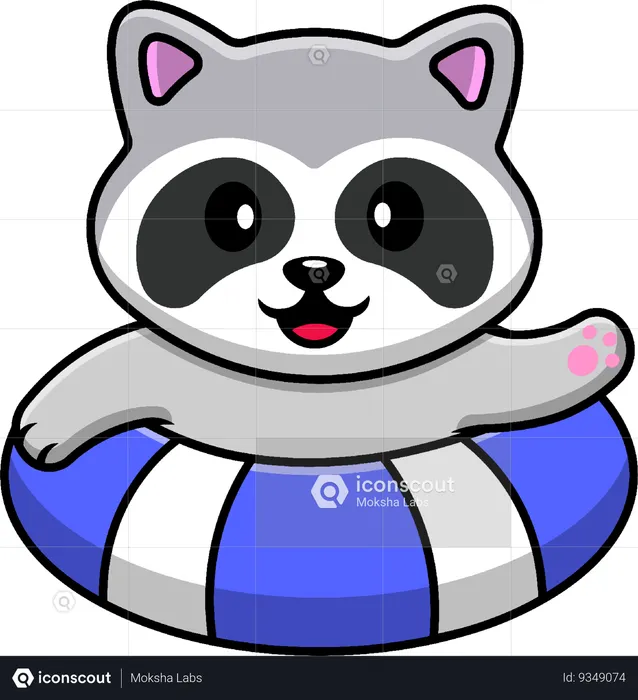 Raccoon Swimming  Illustration