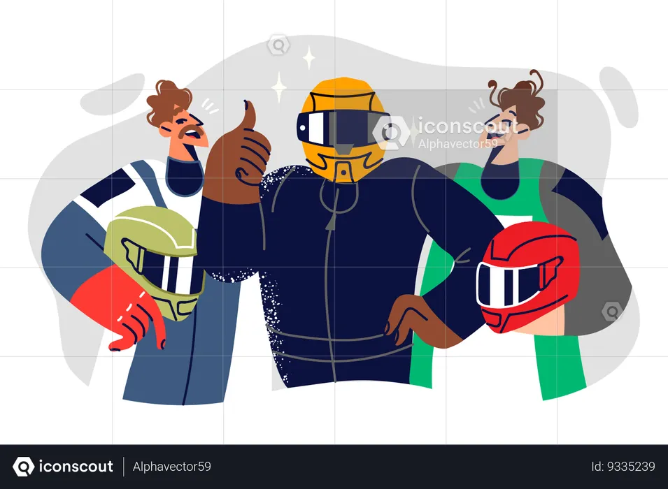 Racing drivers with helmets  Illustration