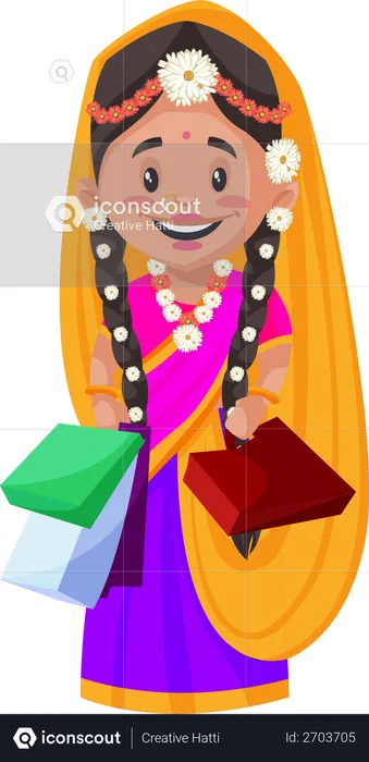 Radha fazendo compras  Ilustração