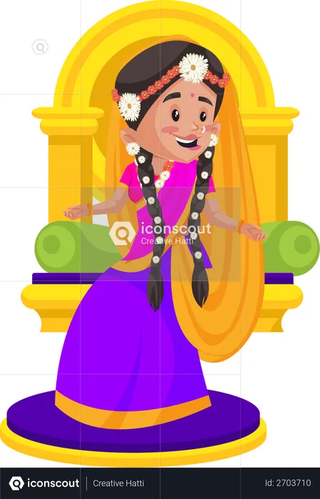Radha sitting on throne  Illustration