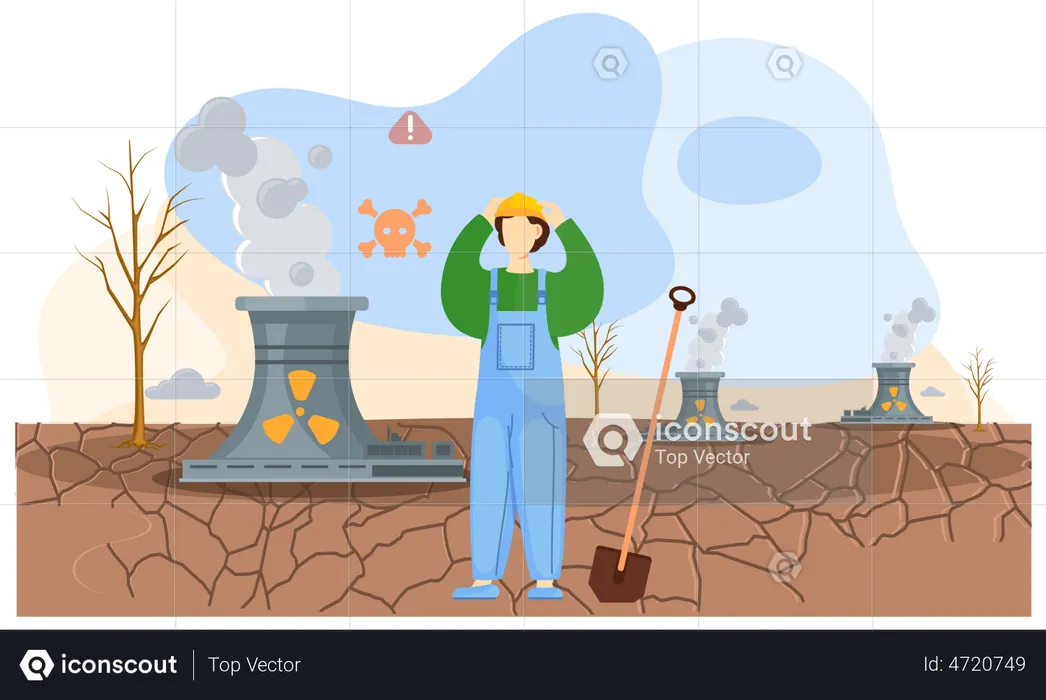 Radioactive materials polluting earth surface  Illustration