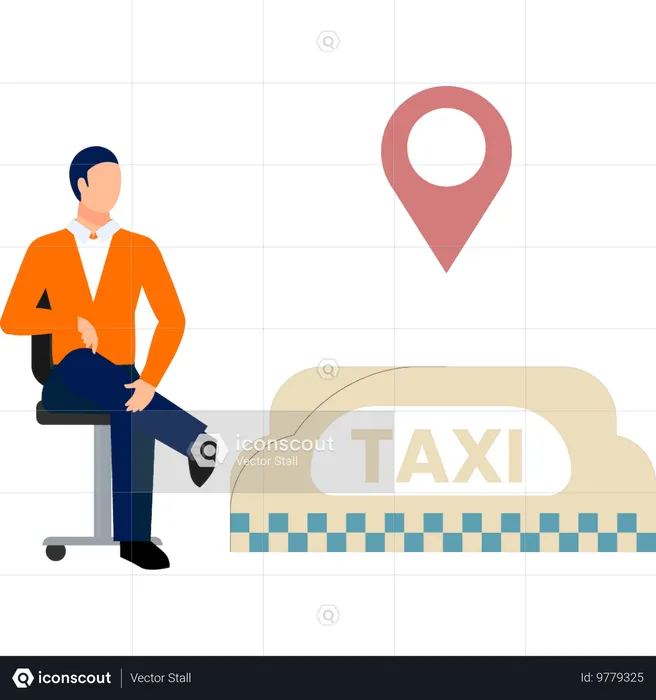 Ragazzo che vede la spilla del taxi.  Illustration