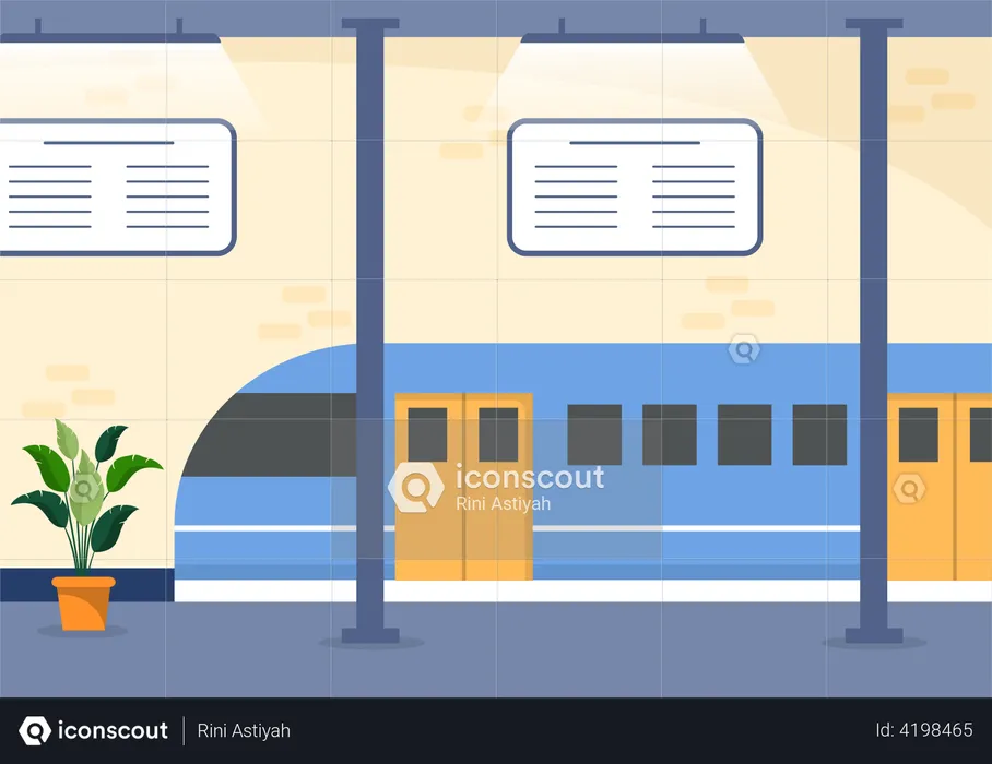 Railway Station Platform  Illustration