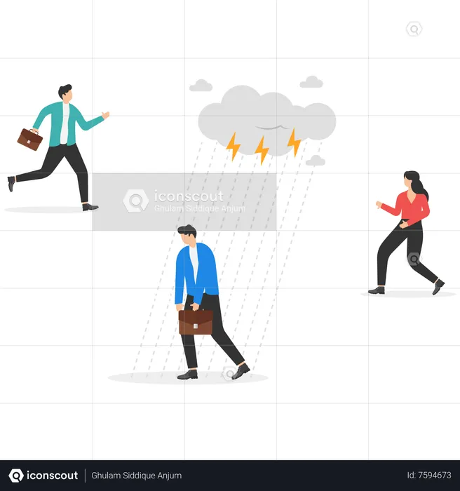 Rain Cloud over manager  Illustration