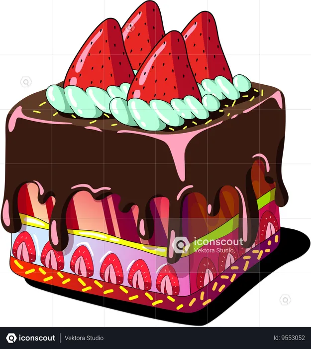 Rainbow Delight Chocolate Cake  Illustration