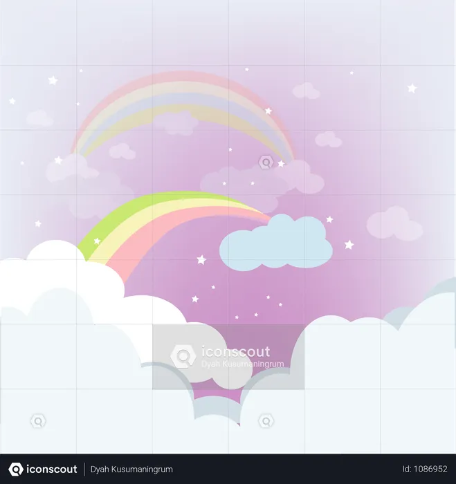 Rainbow With Purple Clouds  Illustration