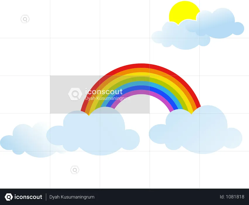 Rainbow With Sun And Clouds  Illustration