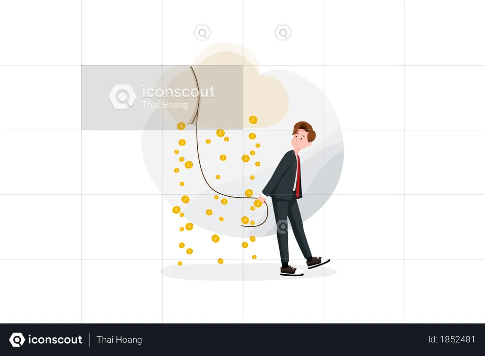 Raining income or profit money  Illustration