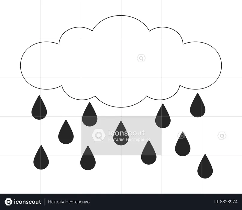 Rainy cloud raindrops dripping  Illustration