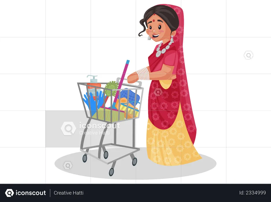 Rajasthani-Frau beim Einkaufen  Illustration