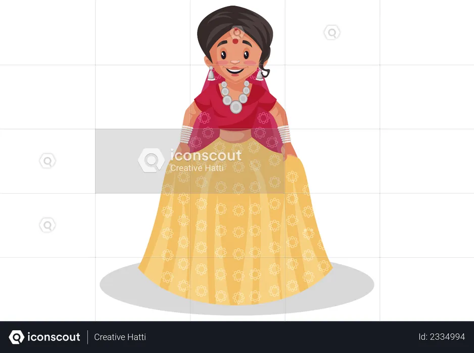 Rajasthani woman showing her dress  Illustration