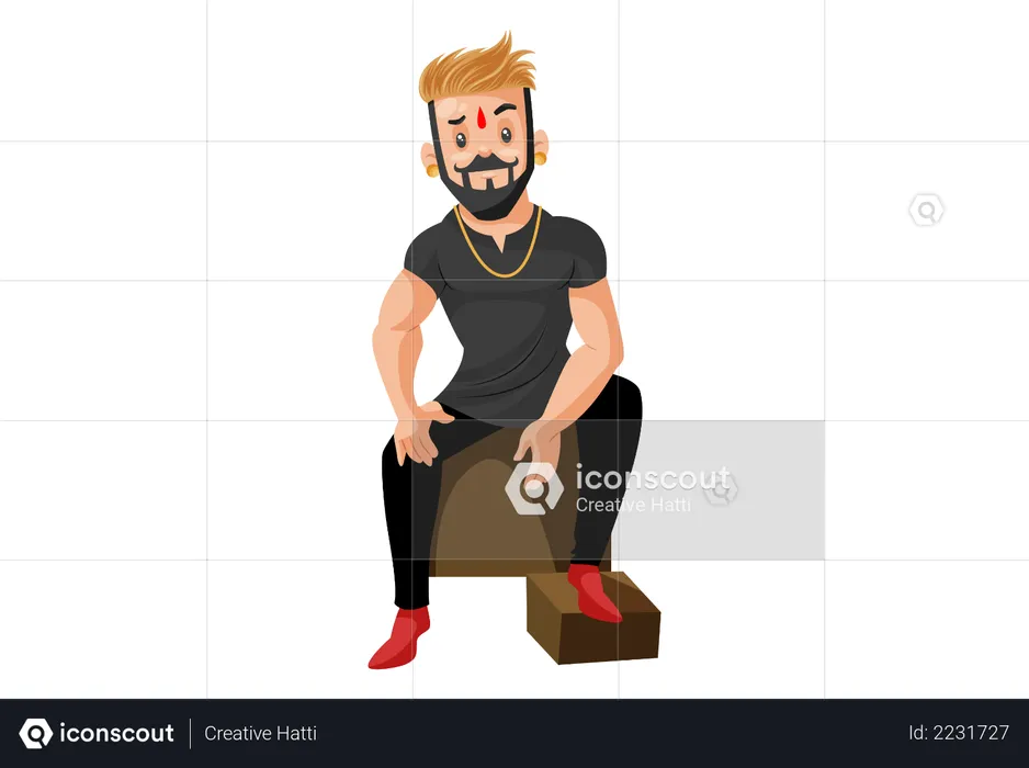 Rajput man sitting with attitude  Illustration
