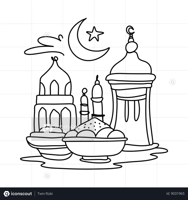 Comida de Ramadán  Ilustración