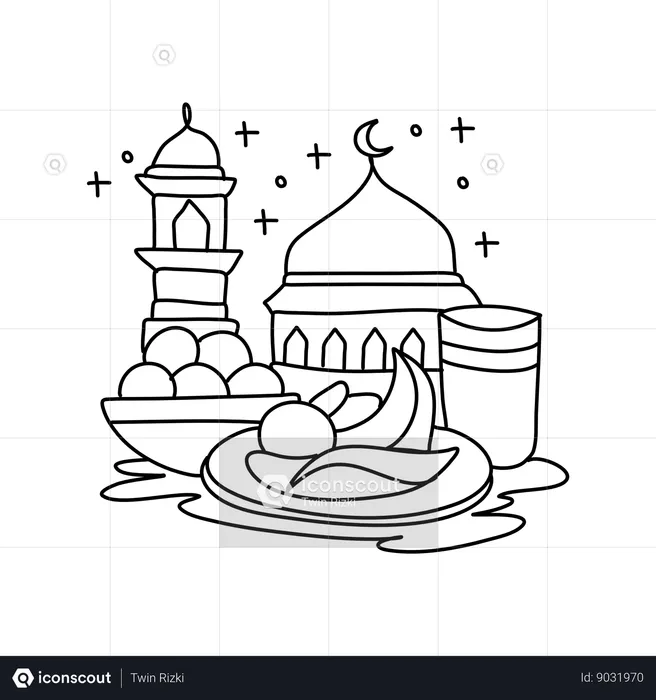 Comida de Ramadán  Ilustración